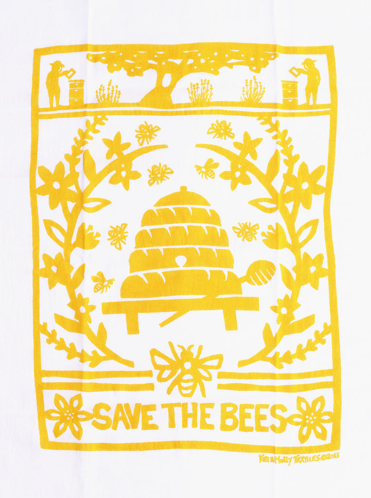 Bee Block-Printed Kitchen Towel